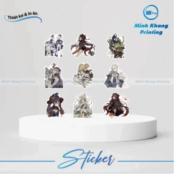 Bộ sưu tập sticker anime với nhiều nhân vật và màu sắc sặc sỡ