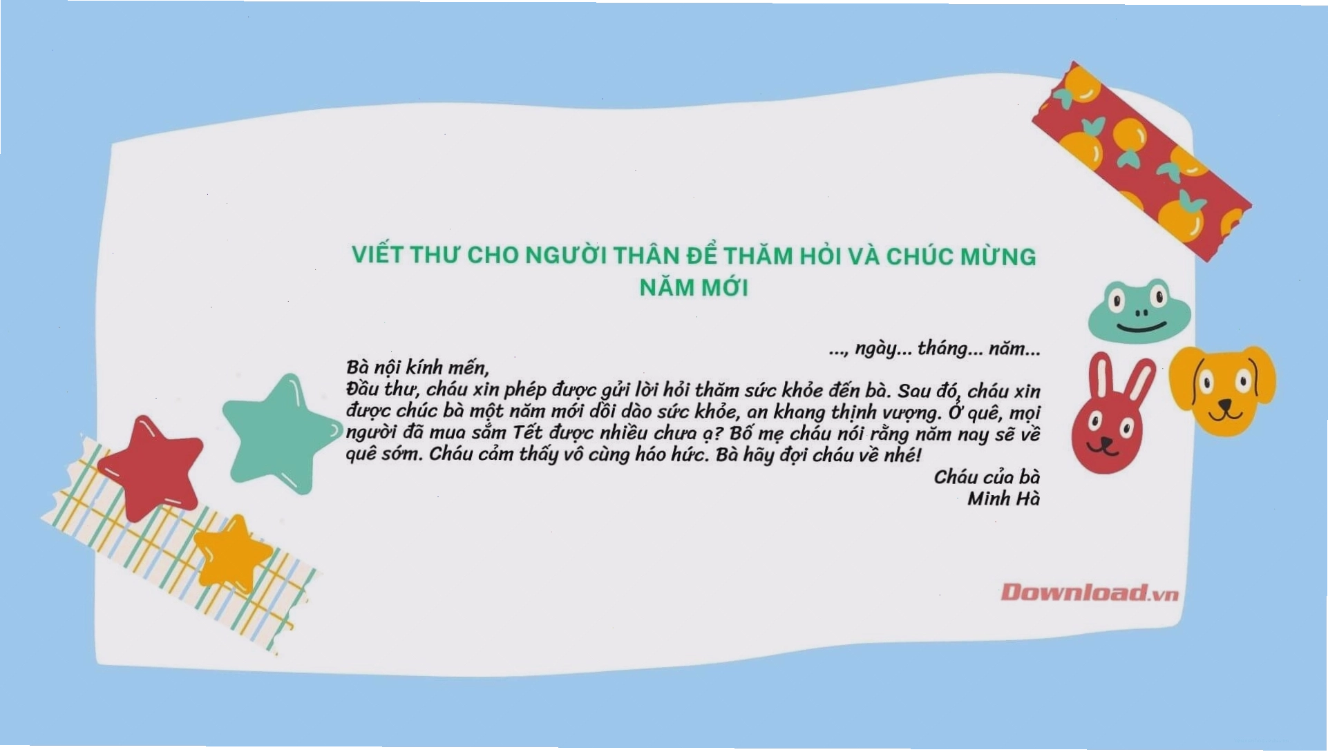 Bức thư tay với lời chúc mừng năm mới ông bà chân thành