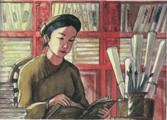 Bức tranh minh họa cảnh đèo ngang hùng vĩ và thơ mộng