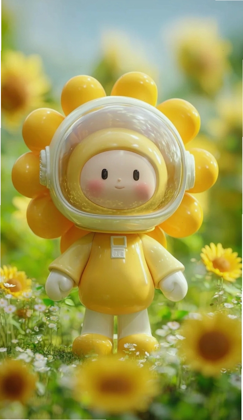 Bức vẽ hoa hướng dương chibi dễ thương với màu sắc tươi sáng
