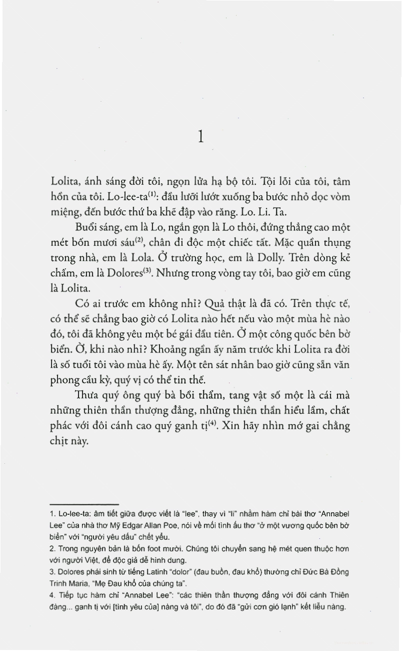 Các trang sách Lolita được in ấn sắc nét