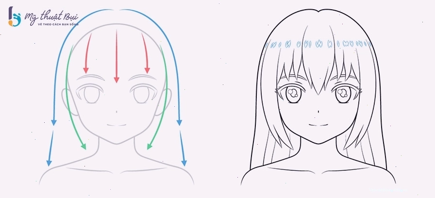Cách vẽ từng chi tiết mặt anime nữ