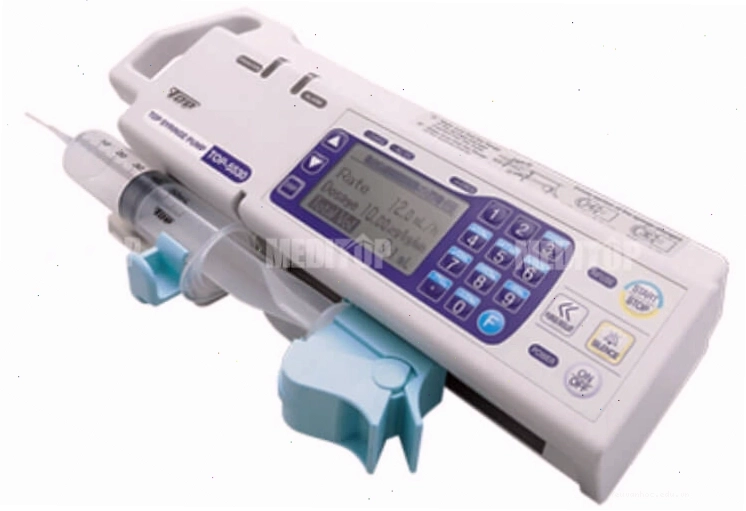 Cận cảnh cấu tạo và các nút điều khiển trên máy bơm tiêm tự động
