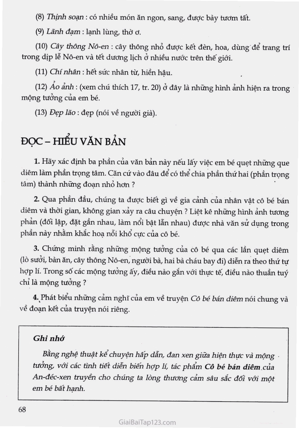 Cảnh mọi người phát hiện cô bé bán diêm đã chết