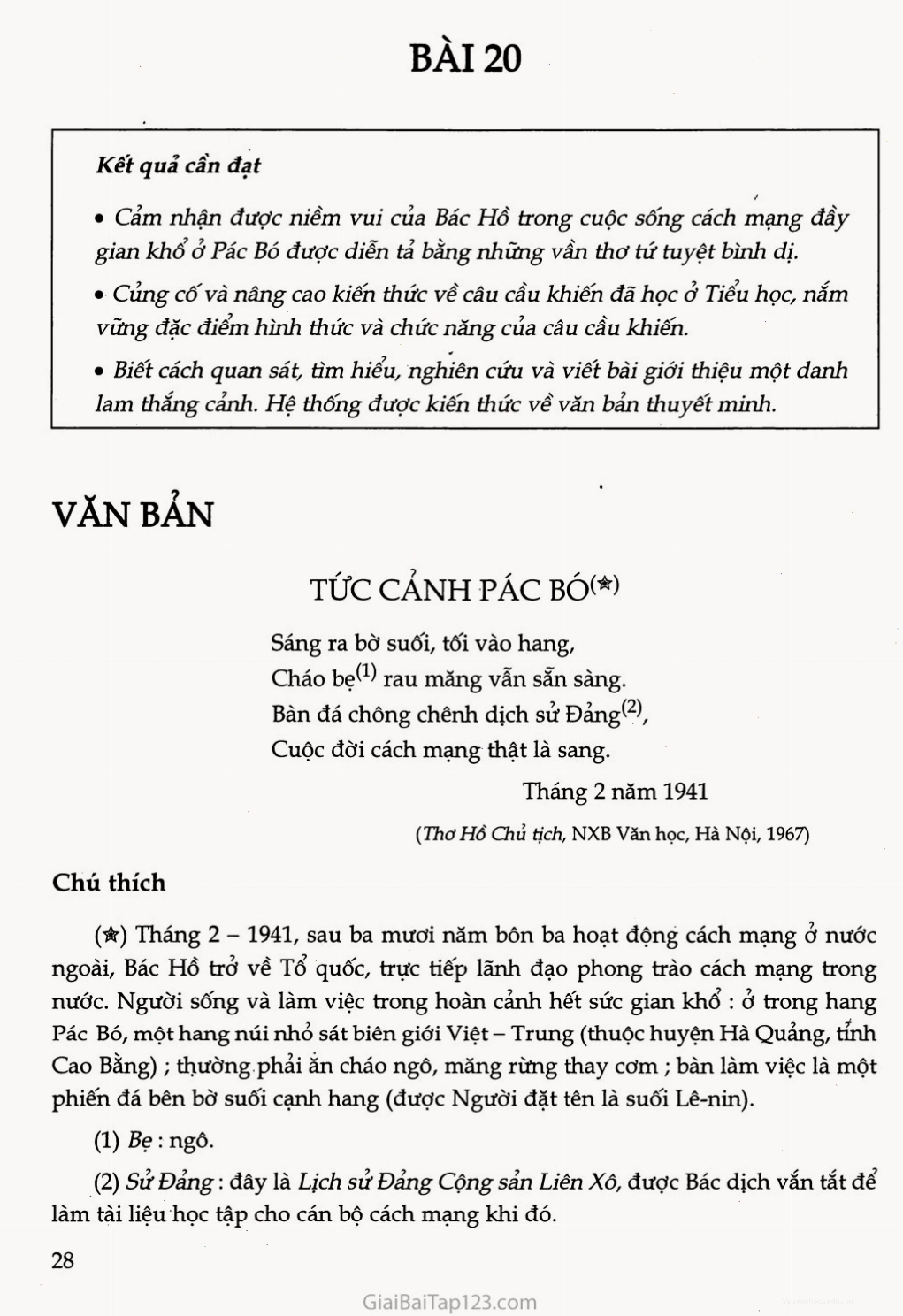 Cảnh sinh hoạt giản dị của Bác Hồ tại Pác Bó