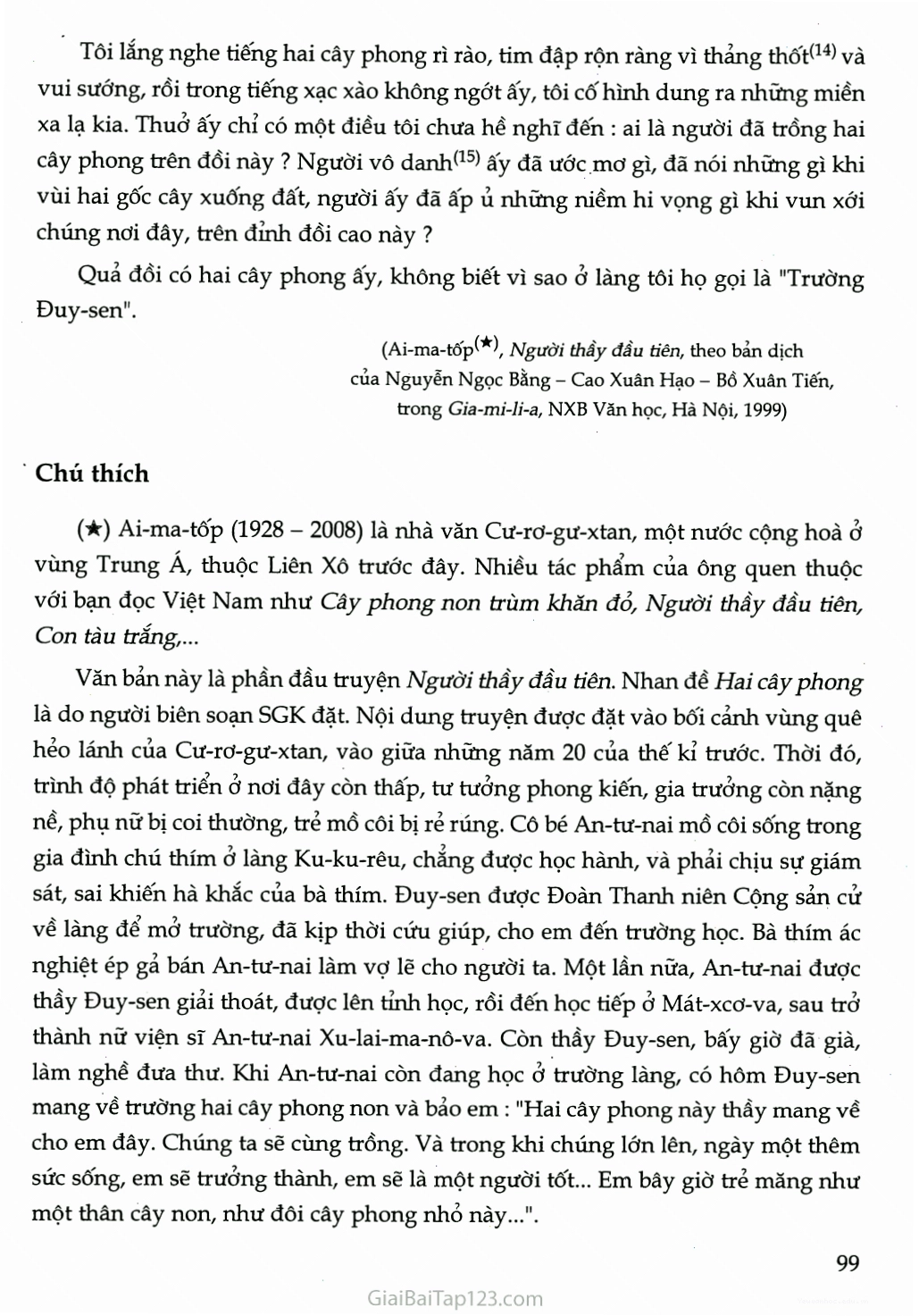 Cảnh thầy Đa-xtan và An-tư-nai chăm sóc cây