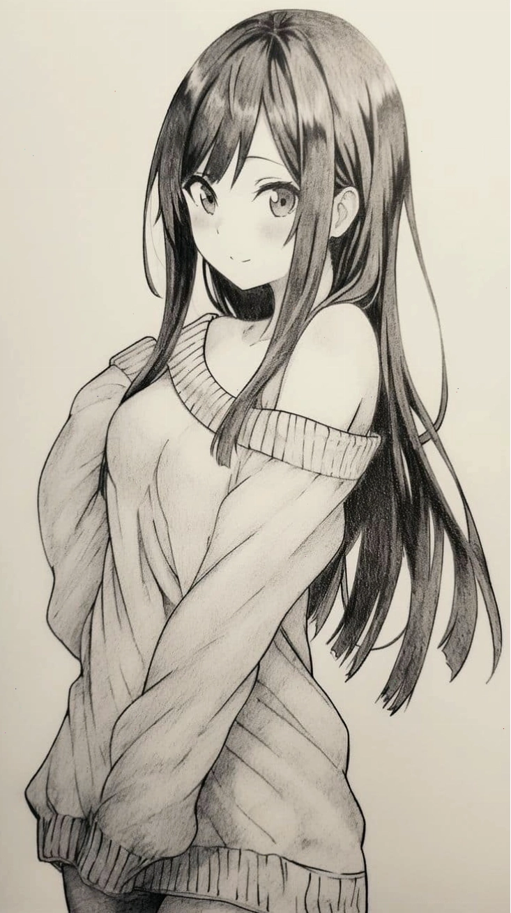 Chân dung nhân vật anime vẽ bằng bút chì