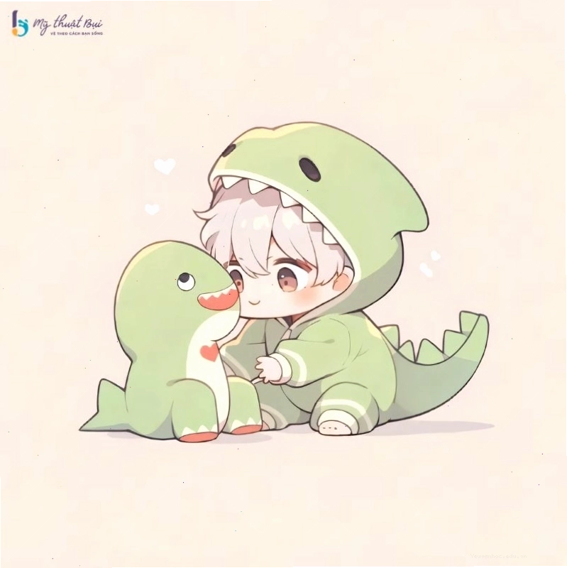Chàng trai anime chibi với phong cách năng động