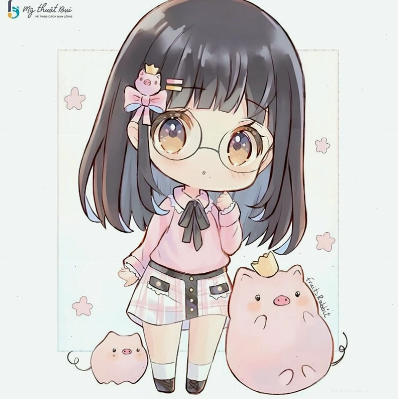 Chàng trai chibi đang đọc sách