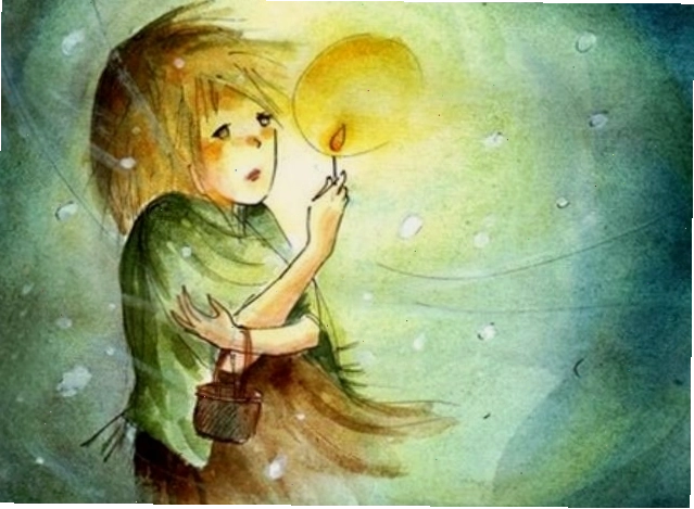 Cô bé bán diêm nhìn thấy lò sưởi ấm áp