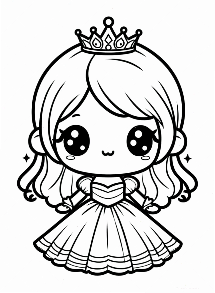 Cô bé đang say sưa tô màu một bức tranh công chúa chibi