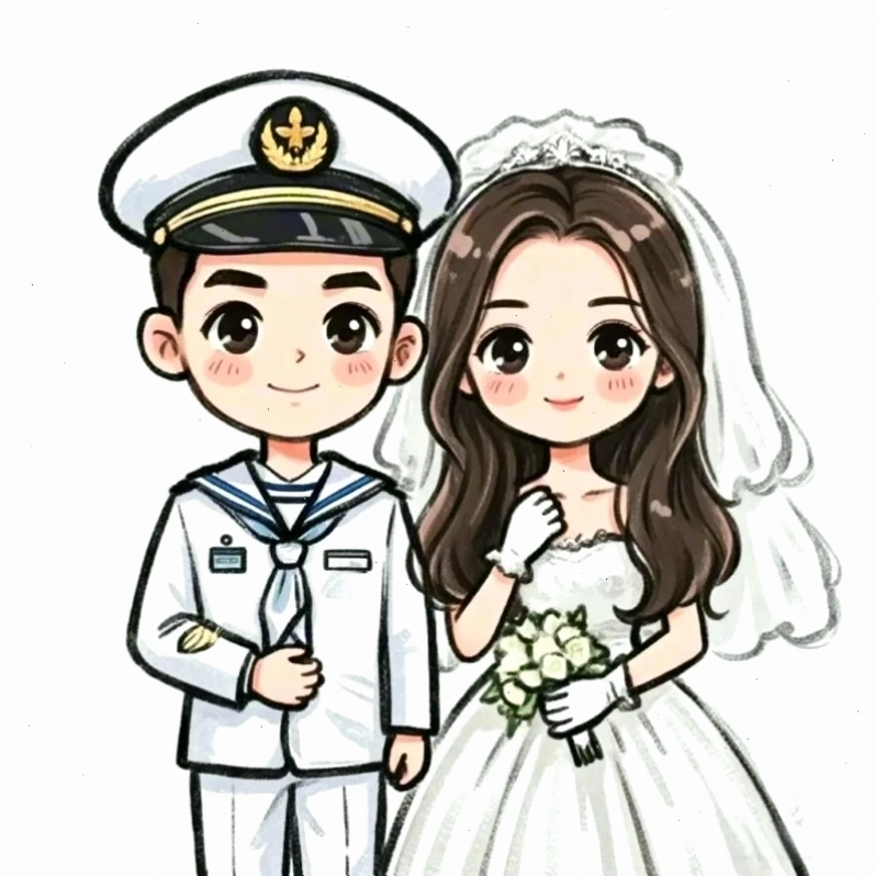 Cô dâu chú rể chibi đáng yêu nắm tay nhau đi dạo