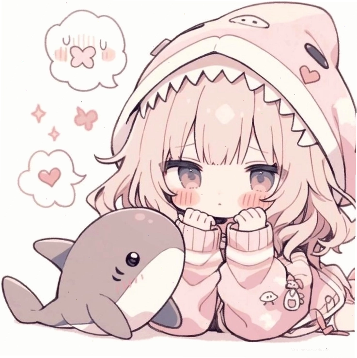 Cô gái anime dễ thương với mái tóc hồng và đôi mắt to tròn