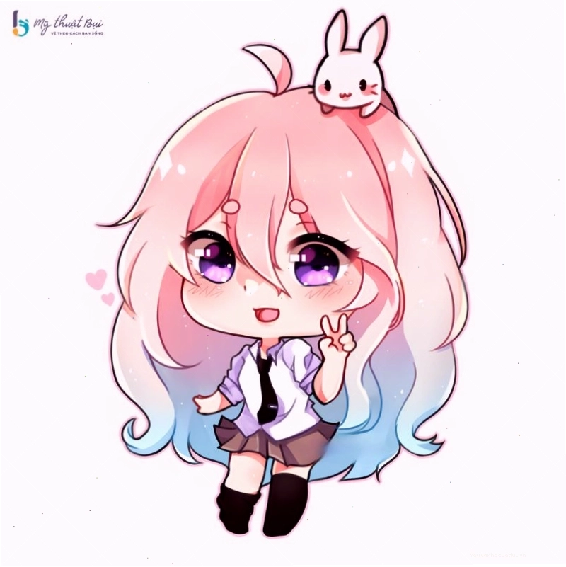 Cô gái chibi cute đang thưởng thức kem