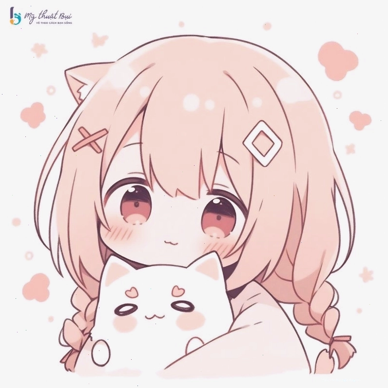Cô gái chibi cute mặc váy công chúa màu xanh lam