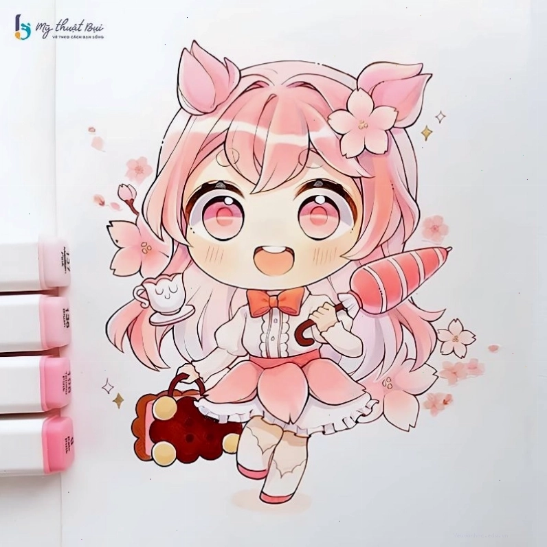 Cô gái chibi cute với đôi cánh thiên thần