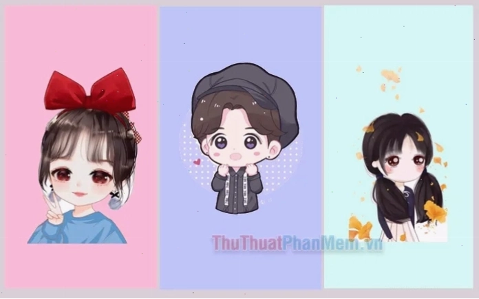 Cô gái chibi dễ thương tóc hồng, trang phục mùa đông