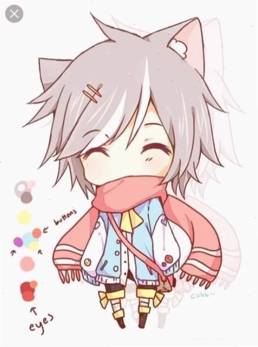 Cô gái tóc xanh và chú mèo dễ thương trong ảnh đại diện chibi