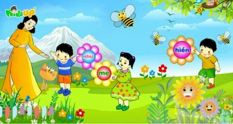 Cô giáo ân cần giảng bài cho học sinh