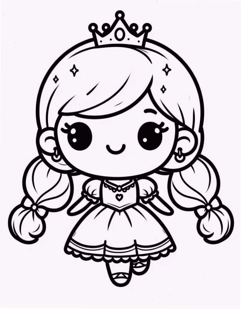 Công chúa chibi dễ thương đang ngồi trên chiếc xích đu