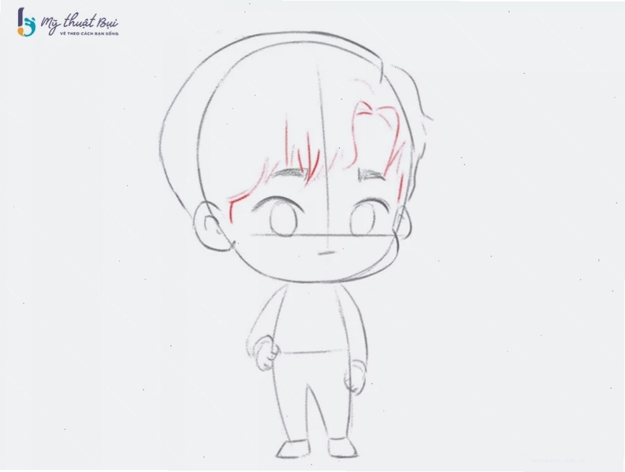 Định hình khối tóc chính cho nhân vật chibi nam