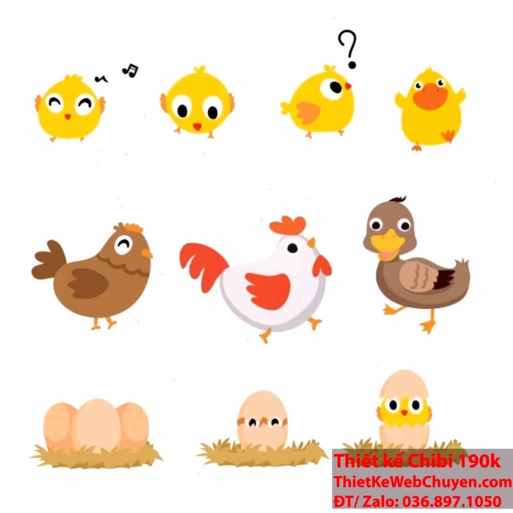 Gà chibi đáng yêu bên cạnh cô gái xinh đẹp