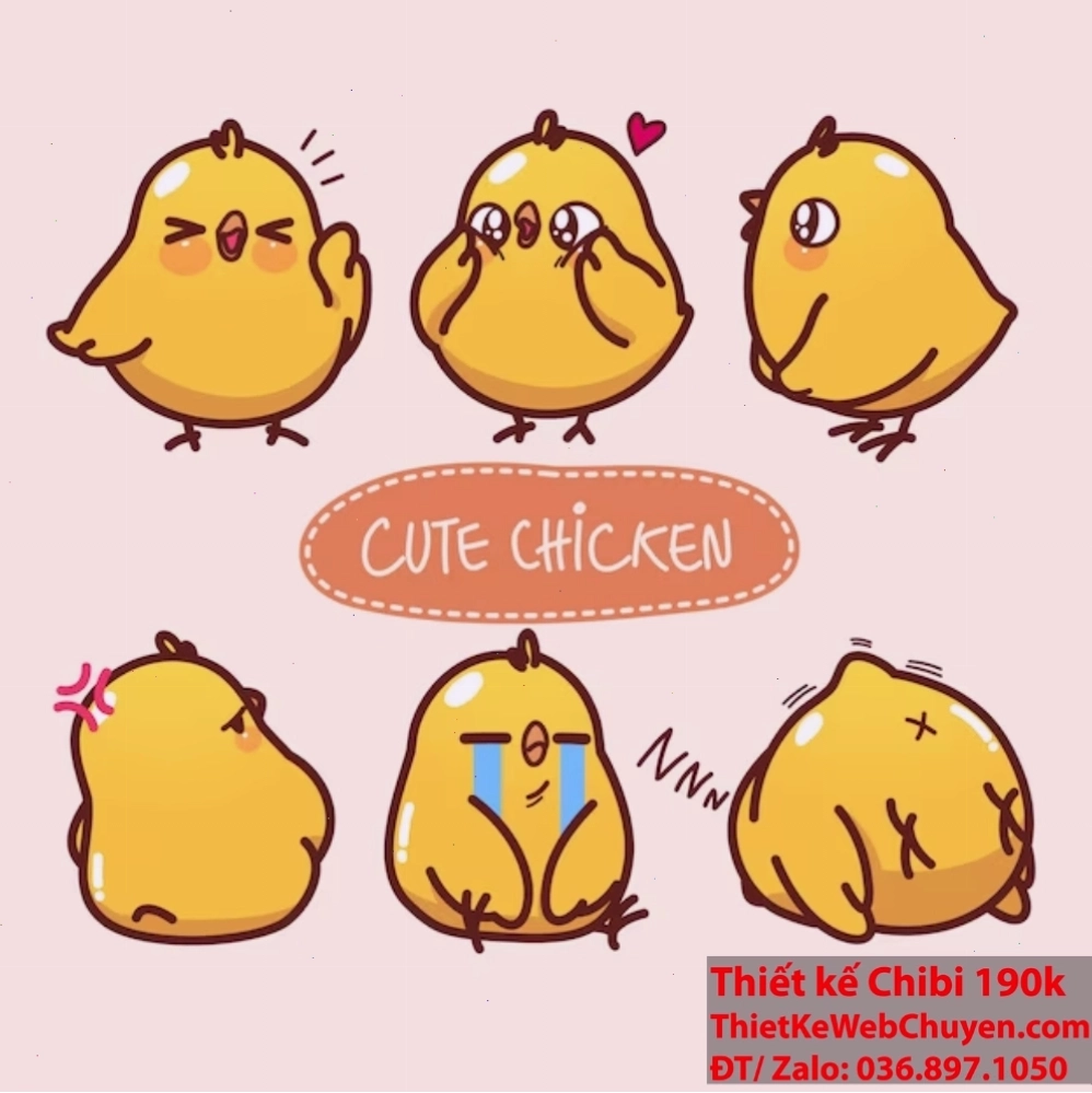 Gà chibi với các phụ kiện ngộ nghĩnh