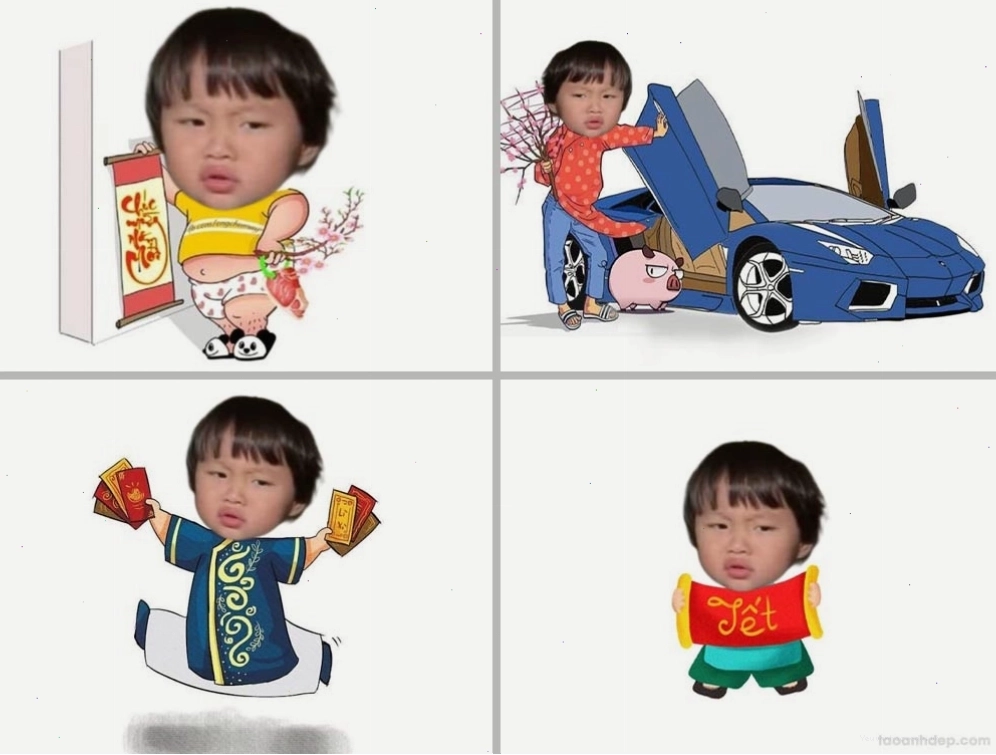 Ghép mặt vào ảnh tết chibi dễ thương