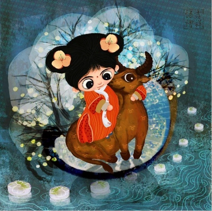Hình ảnh anime chibi cung Kim Ngưu với nét vẽ dịu dàng