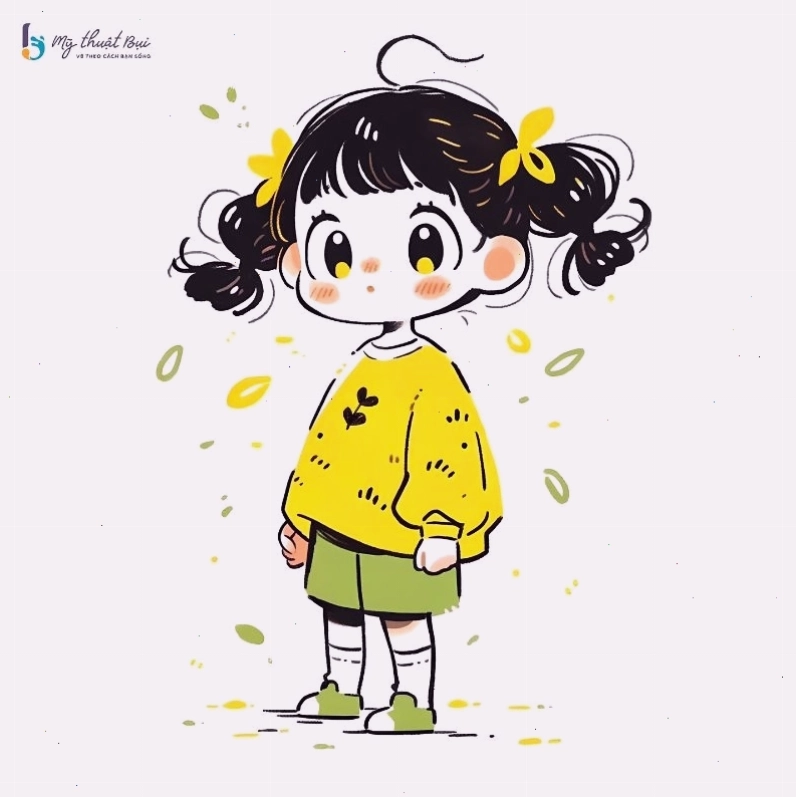 Hình ảnh anime cute chibi nữ với đôi mắt to tròn và nụ cười rạng rỡ