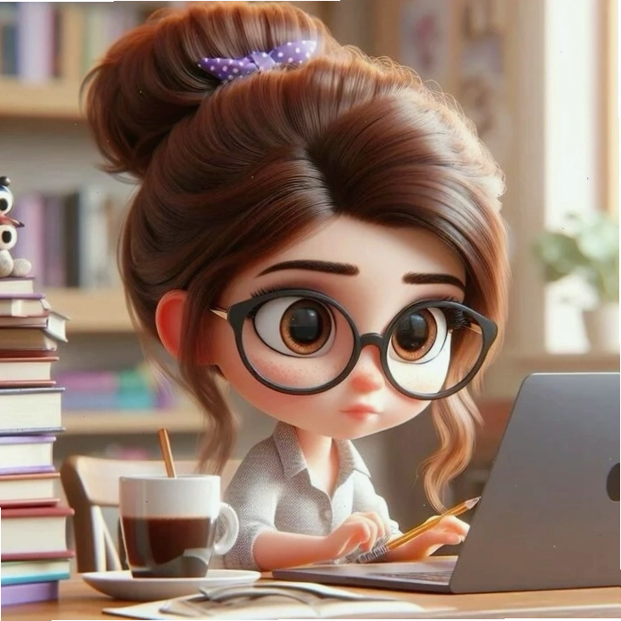 Hình ảnh cô giáo mầm non chibi với vẻ mặt hồn nhiên, đáng yêu