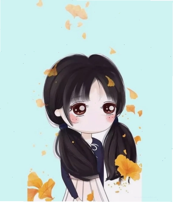 Hình ảnh đại diện chibi với phong cách độc đáo, cô gái tóc đen, váy đỏ, tạo dáng tự tin.