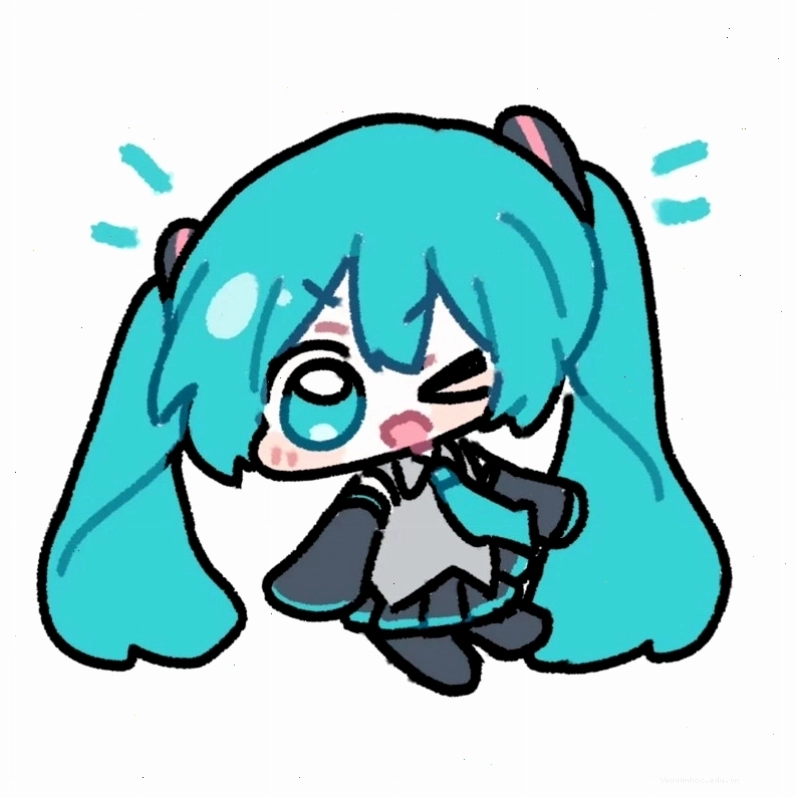 Hình ảnh Hatsune Miku Chibi với trang phục truyền thống màu xanh lá