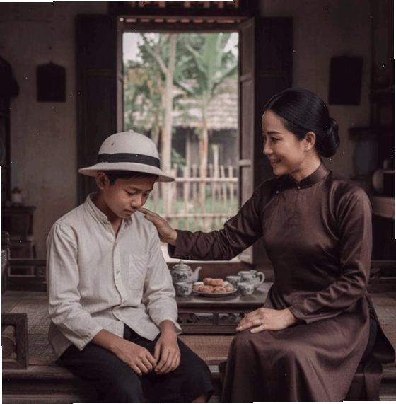 Hình ảnh minh họa tác phẩm Trong lòng mẹ của Nguyên Hồng