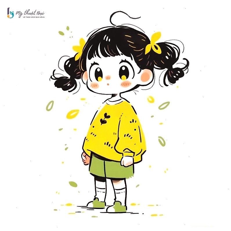 Hình ảnh một cô gái chibi dễ thương với đôi mắt to tròn