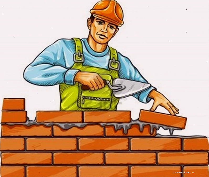 Hình ảnh người thợ hồ đang làm việc, minh họa cho bài văn về nghề nghiệp