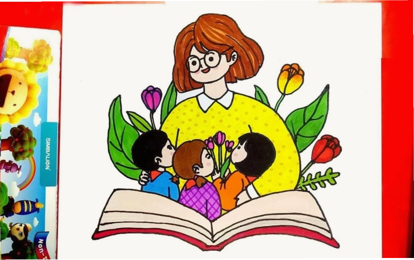Hình ảnh thầy cô là người mở sách tri thức trong tranh vẽ 20-11 chibi