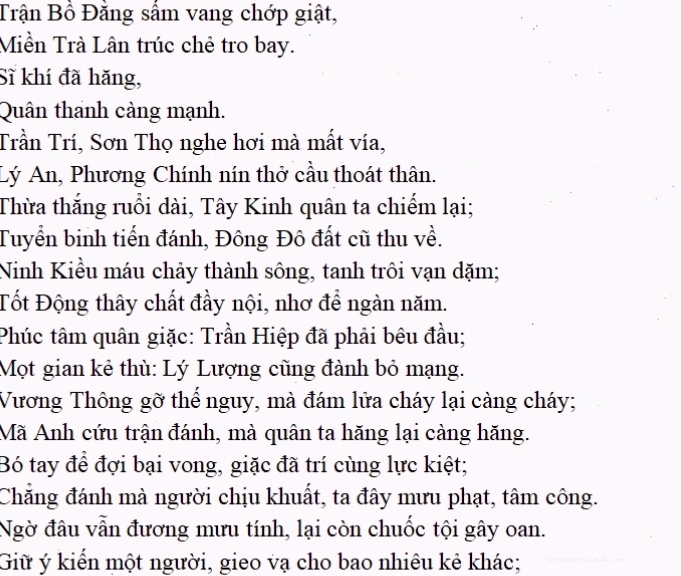 Hình ảnh trích dẫn ca ngợi công lao của nghĩa quân Lam Sơn