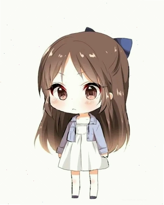 Hình chibi bé gái tóc ngắn áo phông đáng yêu