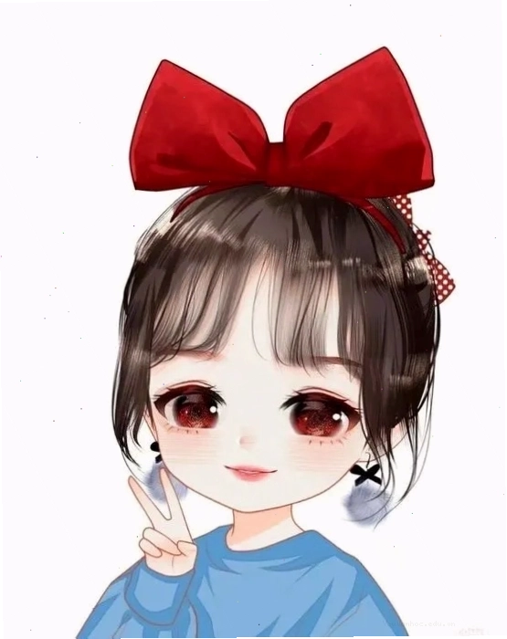 Hình chibi đáng yêu, cô gái tóc hồng, mắt to, biểu cảm ngạc nhiên.