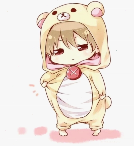 Hình đại diện chibi anime cute, cô gái tóc tím, phong cách học sinh.