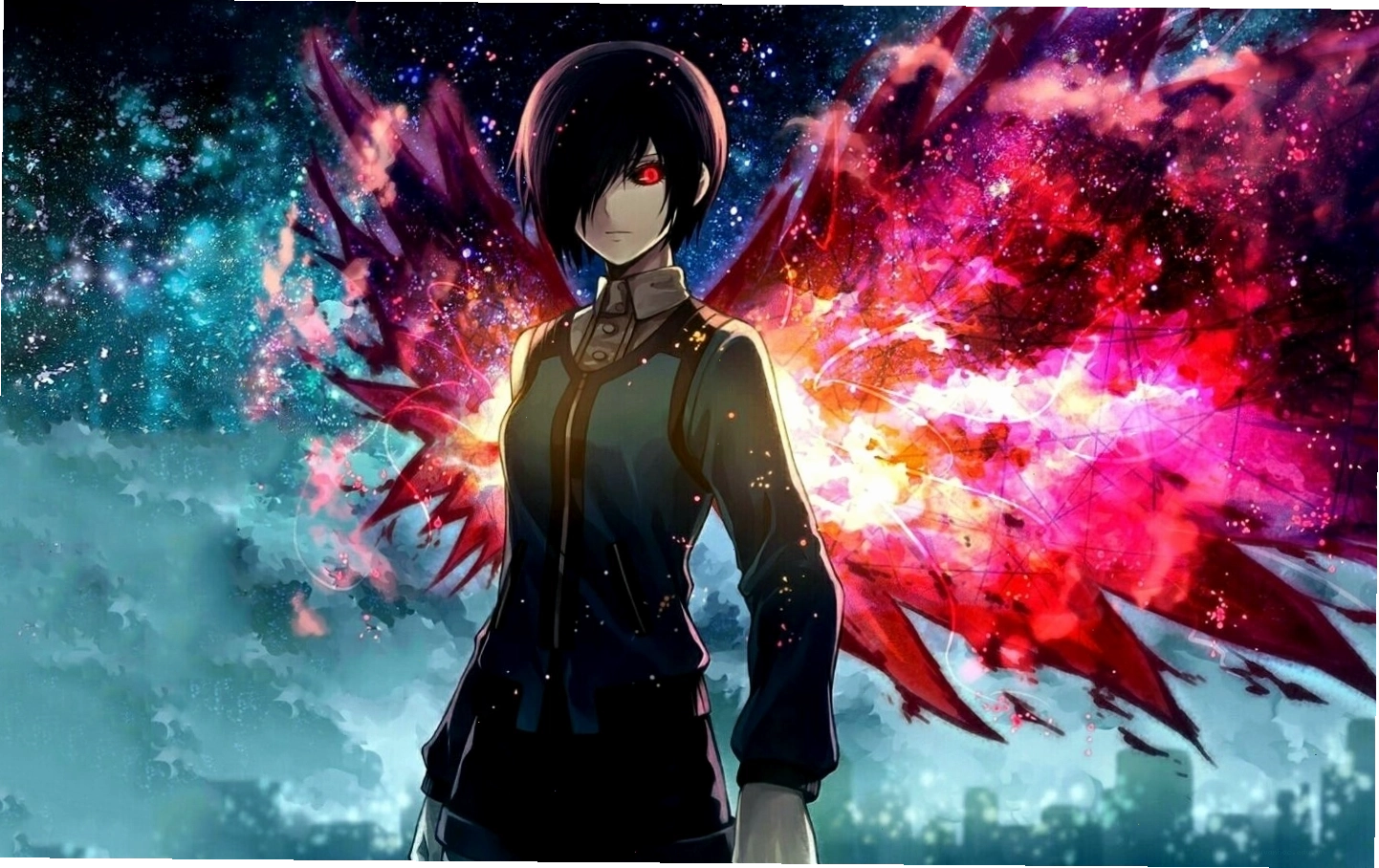 Hình nền anime quyền lực với nhân vật trong trang phục chiến binh