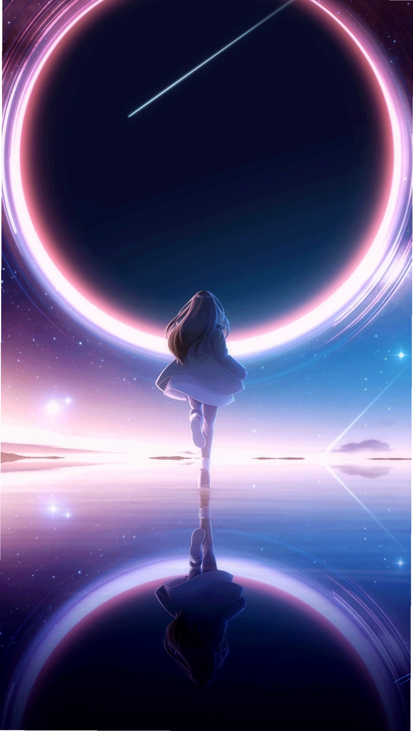 Hình nền điện thoại anime bầu trời huyền ảo