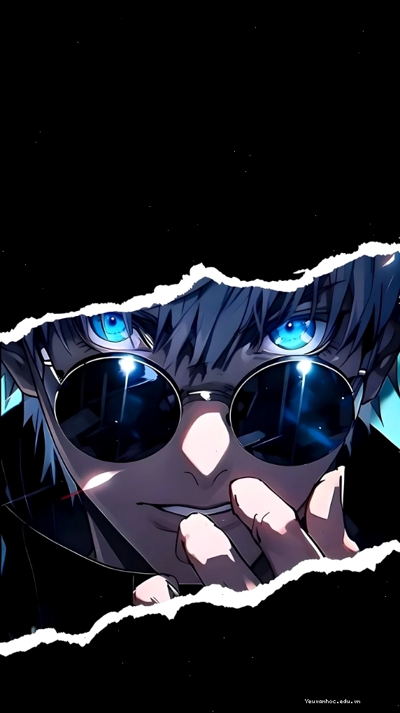 Hình nền Gojo Satoru anime với tông màu đen và xanh