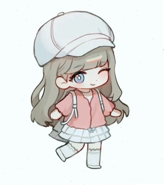Hình vẽ chibi nữ hoàn chỉnh với trang phục dễ thương