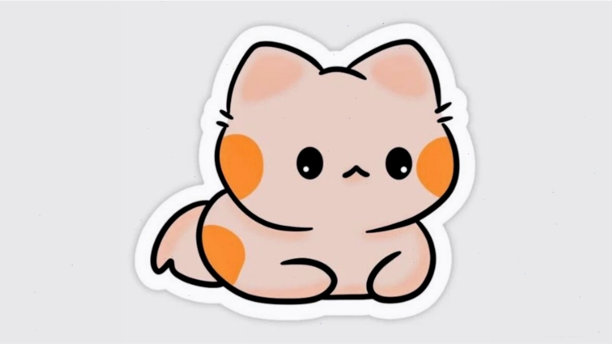 Hình vẽ con mèo chibi cute đang chơi đùa