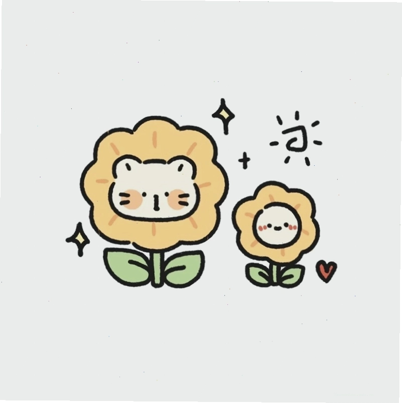 Hoa hướng dương chibi với nụ cười tươi tắn và đôi mắt to tròn
