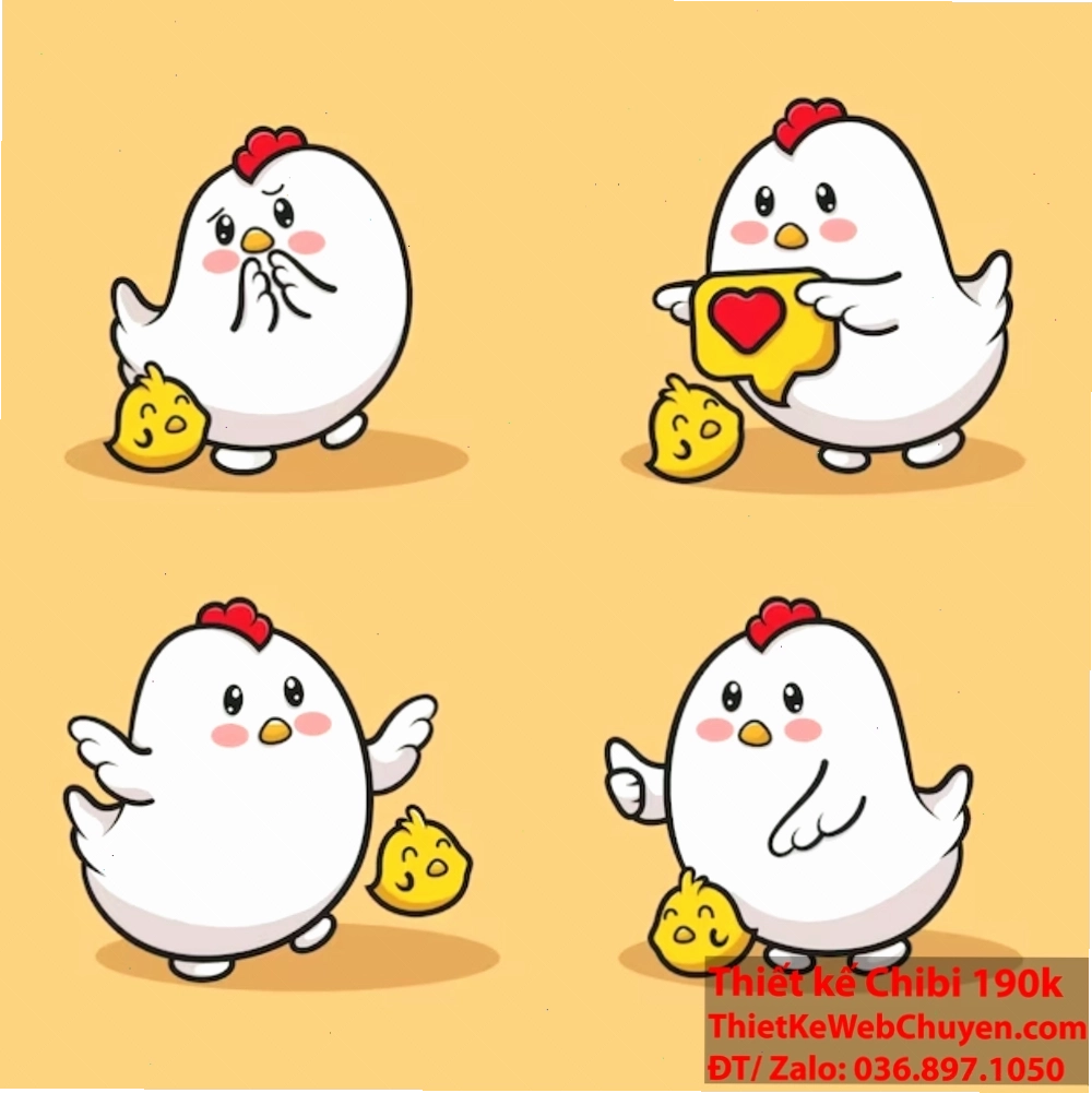 Hoàn thiện các chi tiết cánh, chân và đuôi cho gà chibi