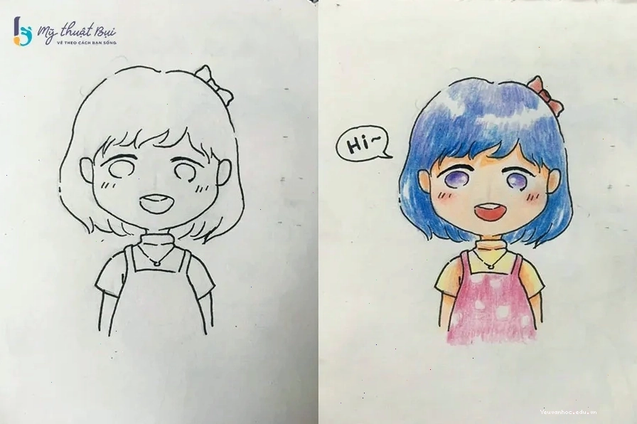 Hoàn thiện tô màu cho nhân vật chibi nữ