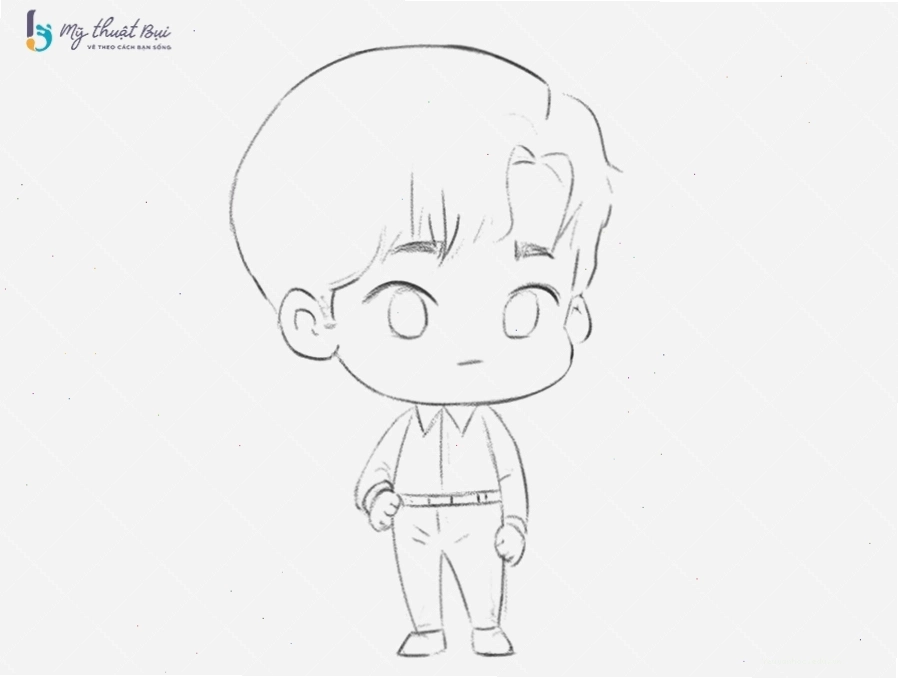 Hoàn thiện tranh vẽ chibi nam với màu sắc và đổ bóng